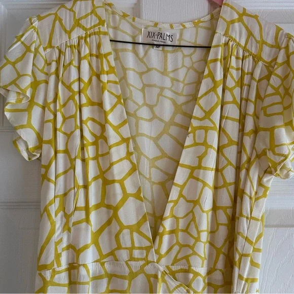 XIX Palms Yellow Sahara Print Wrap Maxi Dress with Ruffle Detail - Picture 5 of 8